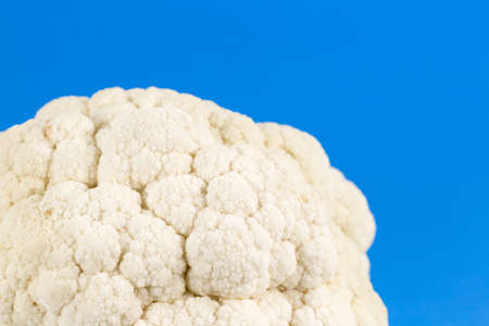 delicious white cauliflower with leaves illustrating a healthy lifestyleの写真素材