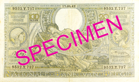 historic 100 belgian franc note (1942) obverseの写真素材