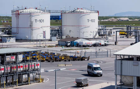 Fuel storage tanks at Vienna International Airportのeditorial素材