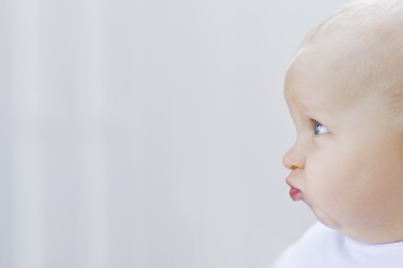 Baby is displeasedの写真素材