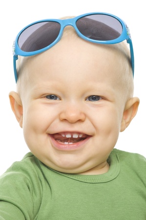 Portrait of little baby isolated on whiteの写真素材