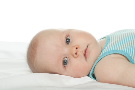 Portrait of baby boy isolated on white backgroundの写真素材