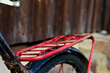Close up of old vintage bike luggage rack, common on most European bicycles.の写真素材