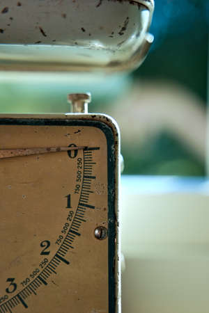 Old vintage kitchen scale for cooking ingredients, measures in kilos and grams.の写真素材