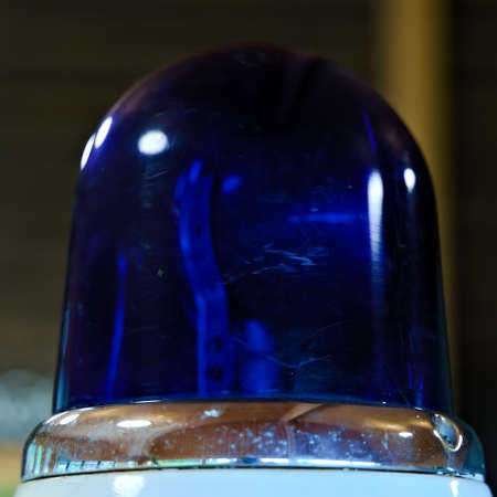 Classic blue siren for emergency vehicles. Close up.の写真素材