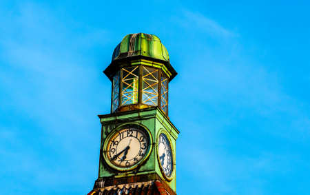 Old clock and light house tower on top of a old port authority customs building. . High quality...