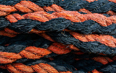 Close up of synthetic braided marine grade rope for mooring. . High quality photoの写真素材