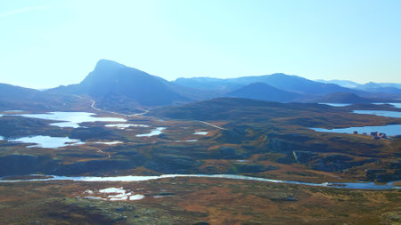 Mount Bitihorn in Jotunheimen national park in Norway. In sharp contrast to a bright sun. . High quality photoの写真素材