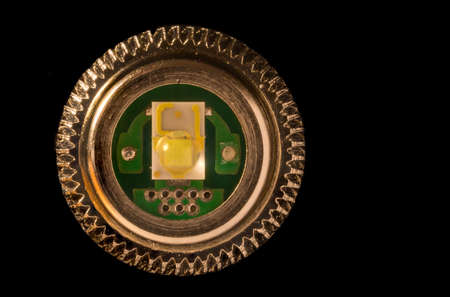 Close up of a light emitting diode, LED, used in a powerful flashlight