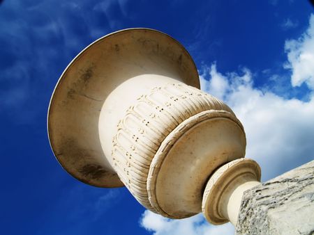 Flowerpot under blue sky