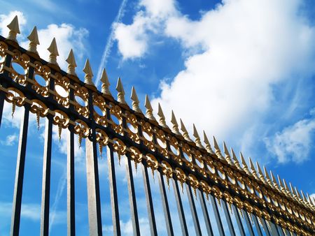 Fence and blue skyの写真素材