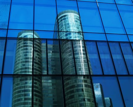Reflections on a modern buildingの写真素材