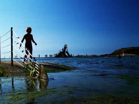 People swimming in the oceanの写真素材