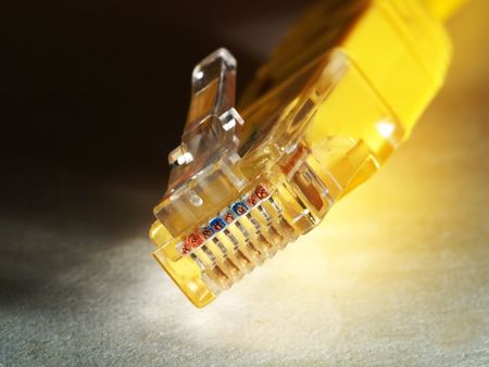 Yellow network cable (ethernet cable RJ45)