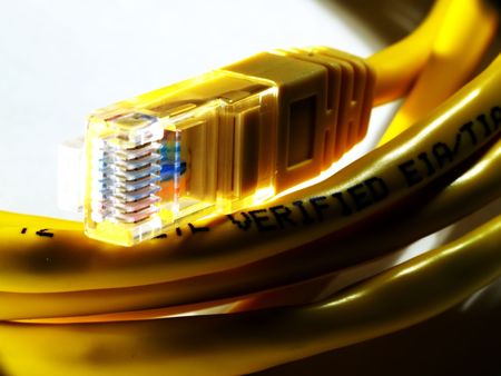 Yellow network cable (ethernet cable RJ45)の写真素材