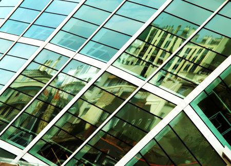 Reflection on a glass building