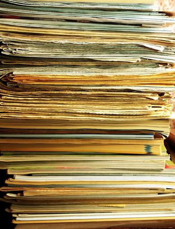 Close up of a pile of folders