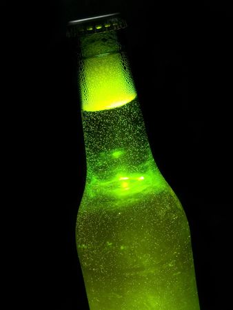 Bottle of bear on a black backroundの写真素材