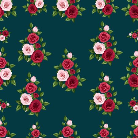 Seamless pattern with spring flowers and leaves. Hand drawn background. floral pattern for wallpaper or fabric. Flower rose. Botanic Tile.のイラスト素材
