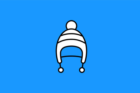Winter hat icon vector illustration. Winter hat icon isolated on blue backgroundのイラスト素材