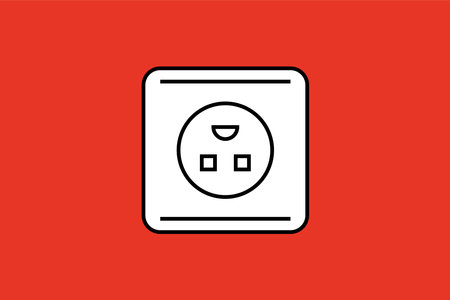 Power socket icon isolated on red background. Power socket vector icon.