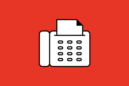 Fax icon on red background. Vector illustration. Flat design style.のイラスト素材