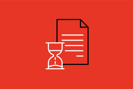 document and hourglass line icon on red background, vector illustration.のイラスト素材