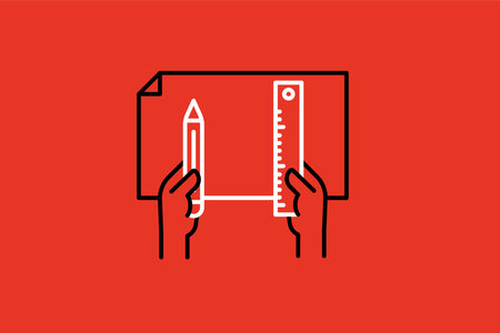 Pencil and ruler in hand vector icon. Pencil and ruler in hand vector iconのイラスト素材