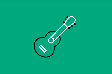 Guitar icon in trendy flat style isolated on green background. Vector illustration.のイラスト素材