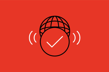 Globe with check mark vector icon. Check mark in circle.のイラスト素材