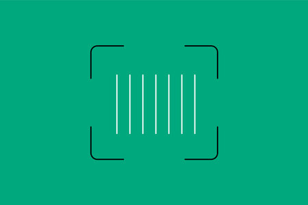 Barcode icon in trendy line style isolated on green background.のイラスト素材