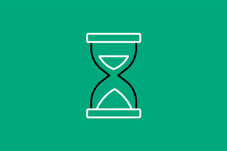 Hourglass line icon. Vector illustration. Isolated on green background.のイラスト素材