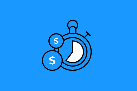 Stopwatch and dollar icon. Time is money. Vector illustration.のイラスト素材
