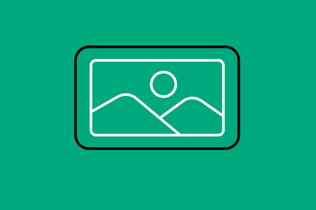 Picture icon in line style. Picture vector illustration on green background.のイラスト素材