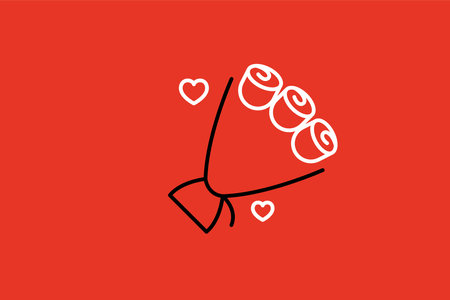 Valentine's day heart icon. Vector illustration on red backgroundのイラスト素材