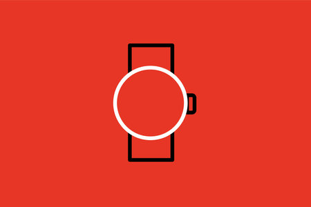 Wristwatch icon. Vector illustration in flat style on red background.のイラスト素材