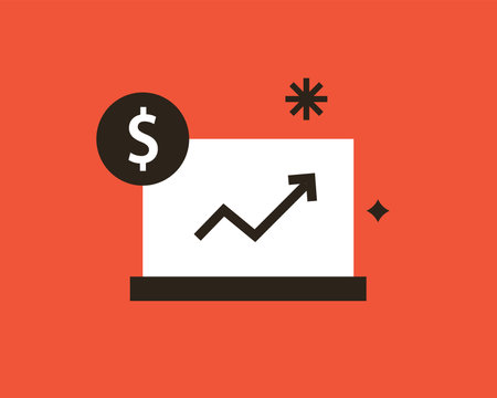 Investment graph icon. Flat design style eps 10 vector illustrationのイラスト素材