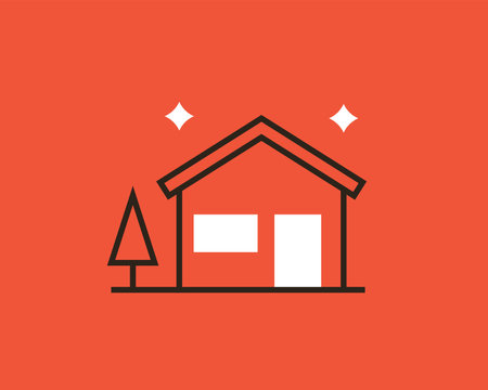 House with christmas tree icon. Simple illustration of house with christmas tree vector icon for webのイラスト素材