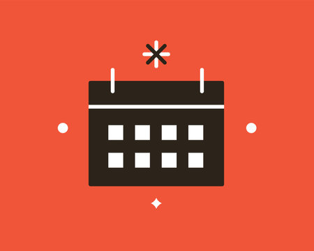 Calendar icon. Flat design style modern vector illustration on orange background.のイラスト素材