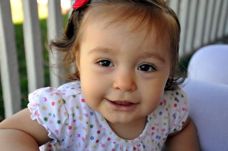 Beautiful 2 year old baby girl portraitの写真素材