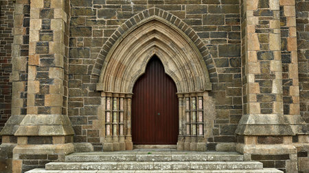 Entrance, door to Holy Cross Catholic Church Tramore Co. Waterford Ireland.の写真素材