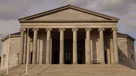 Courthouse located in the town center Carlow Ireland, this building with eight giant Ionic columns.