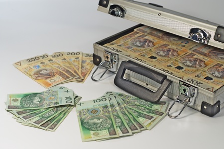 Banknotes in suitcaseの写真素材