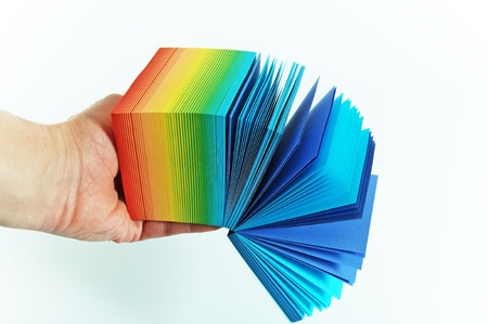 Colored cards in your handの写真素材