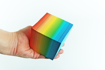 Colored cards in your handの写真素材