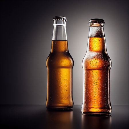 Two ice cold bottles of beer illustration.の写真素材
