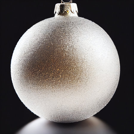 Silver christmas ball isolated on dark background.の写真素材