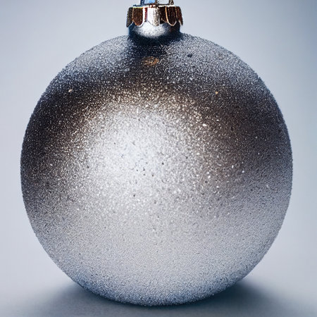 Silver christmas ball isolated on light background.の写真素材