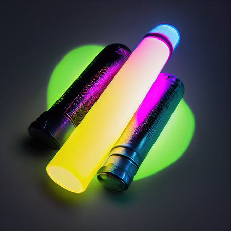 Illustration of luminescent rave glow stick and ampulles.の写真素材