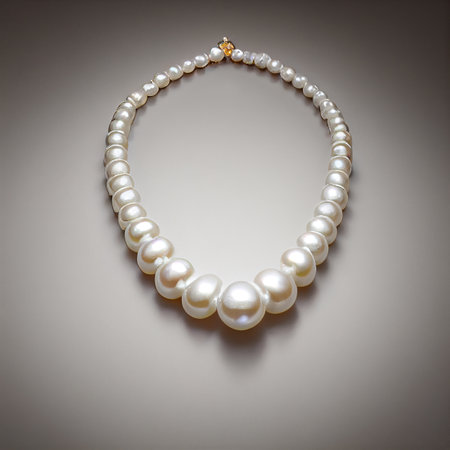 Shiny realistic white pearl necklace on light background.の写真素材